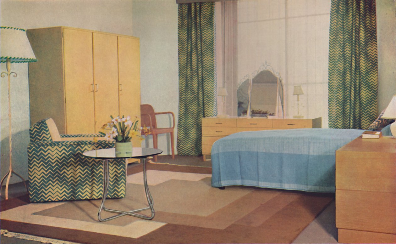 Sypialnia zaprojektowana przez pannę P.E. Humphries, 1936 autorstwa Unbekannt