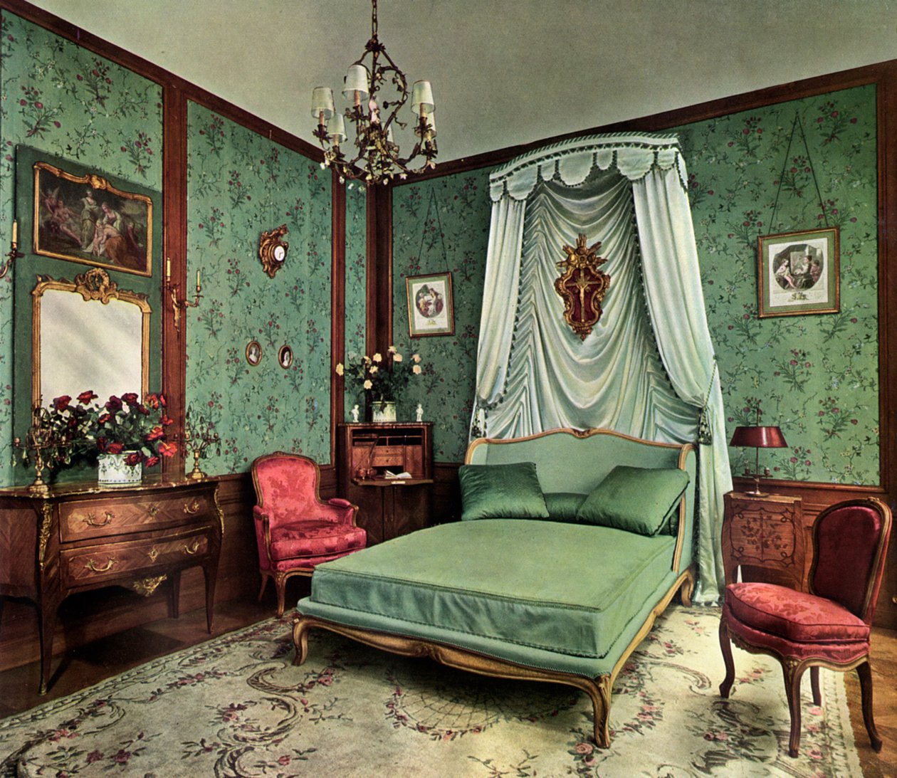 Sypialnia z czasów panowania Ludwika XV Pokój, Hotel des Saints Pères, Paryż, 1938 autorstwa Unbekannt