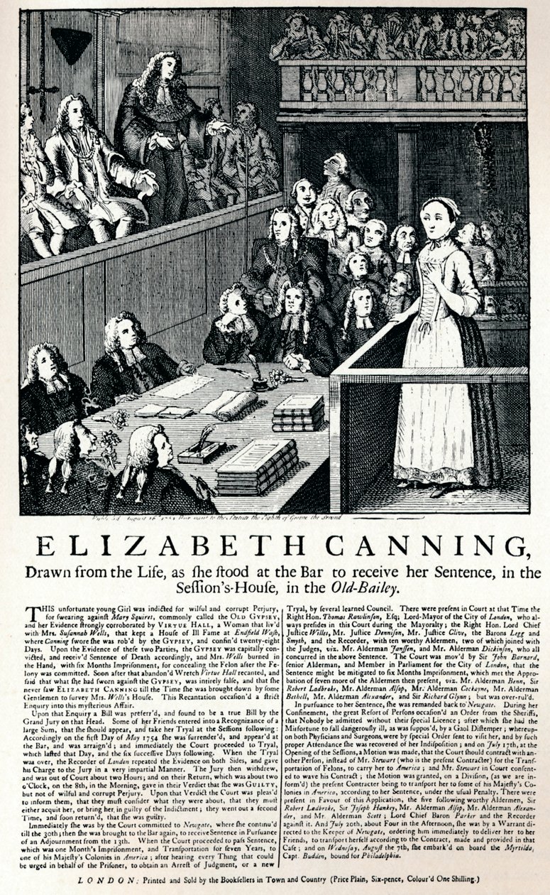 Awers z 1754 r. donoszący o sprawie Elizabeth Canning, 1915 r. autorstwa Unbekannt