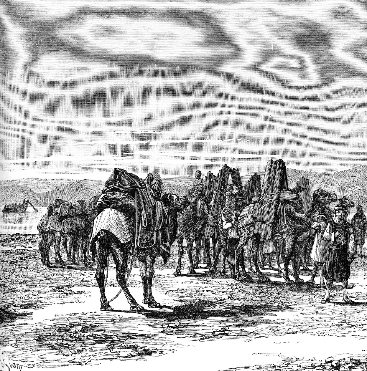 Karawana nad brzegiem Eufratu, 1895 autorstwa Unbekannt