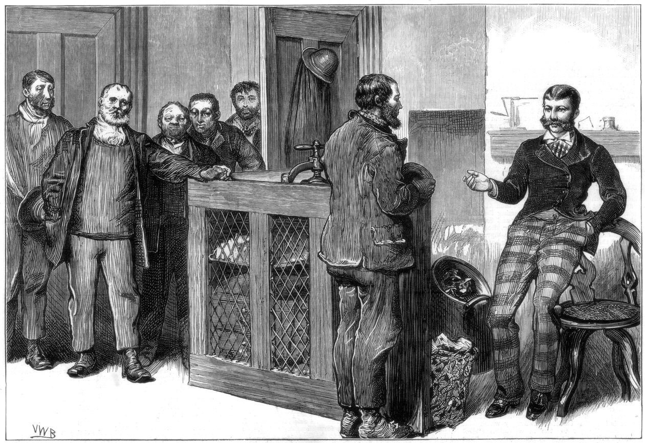 Blokada kopalni węgla, Południowa Walia, 1875 autorstwa Unbekannt