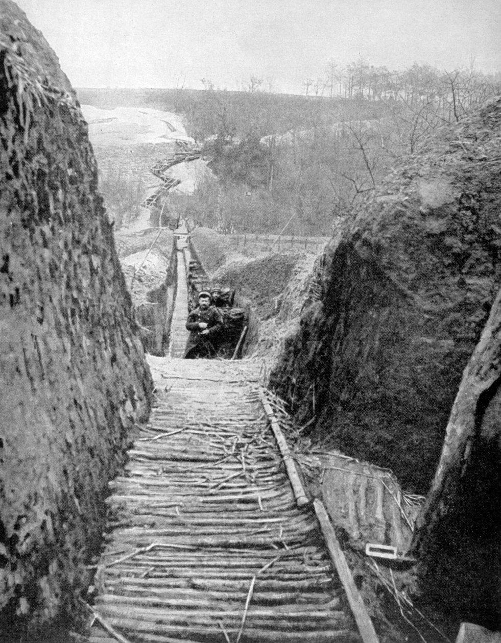 Okop komunikacyjny i droga na front, Francja, I wojna światowa, 1915 autorstwa Unbekannt