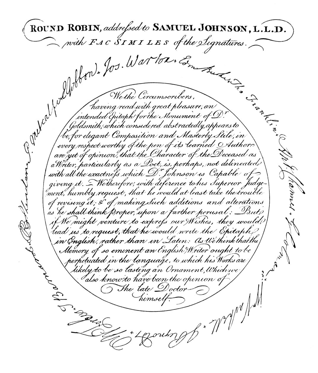 Faksymile płyty w pierwszym wydaniu Boswells Life of Johnson, 1907 autorstwa Unbekannt