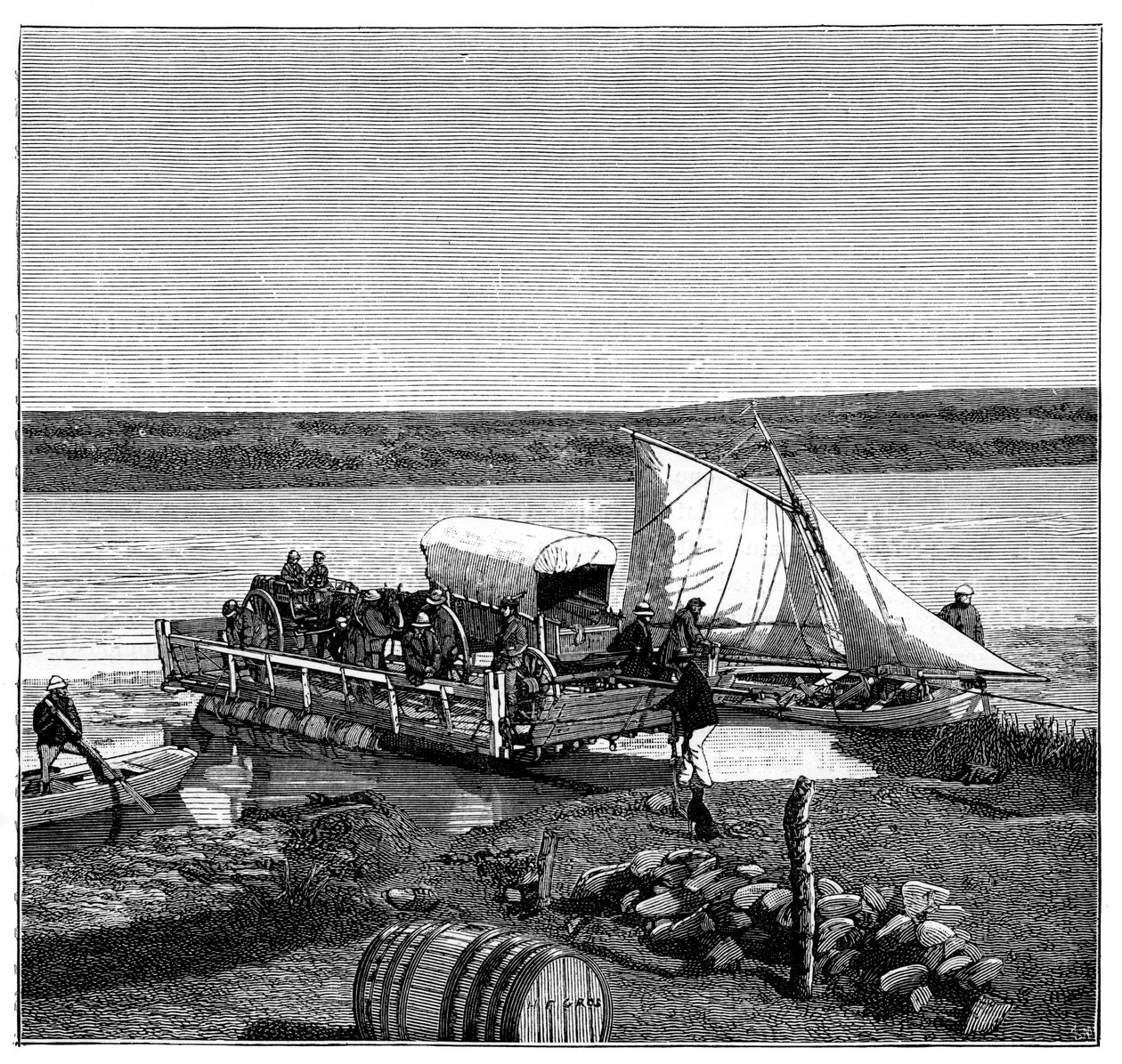 Prom na rzece Vaal, Transwal, RPA, ok. 1890 r. autorstwa Unbekannt