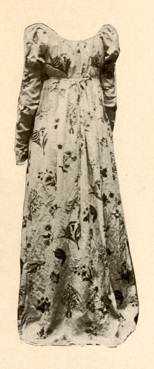 Suknia z perkalu z płowo-szkliwionego perkalu, noszona przez Madame Chevalier, c1795, 1937. autorstwa Unbekannt
