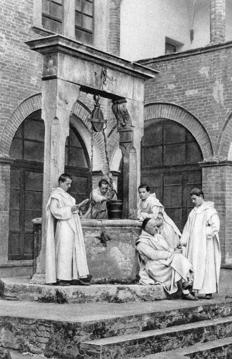 Grupa mnichów w klasztorze Monte Oliveto Maggiore, Włochy, 1922 autorstwa Unbekannt