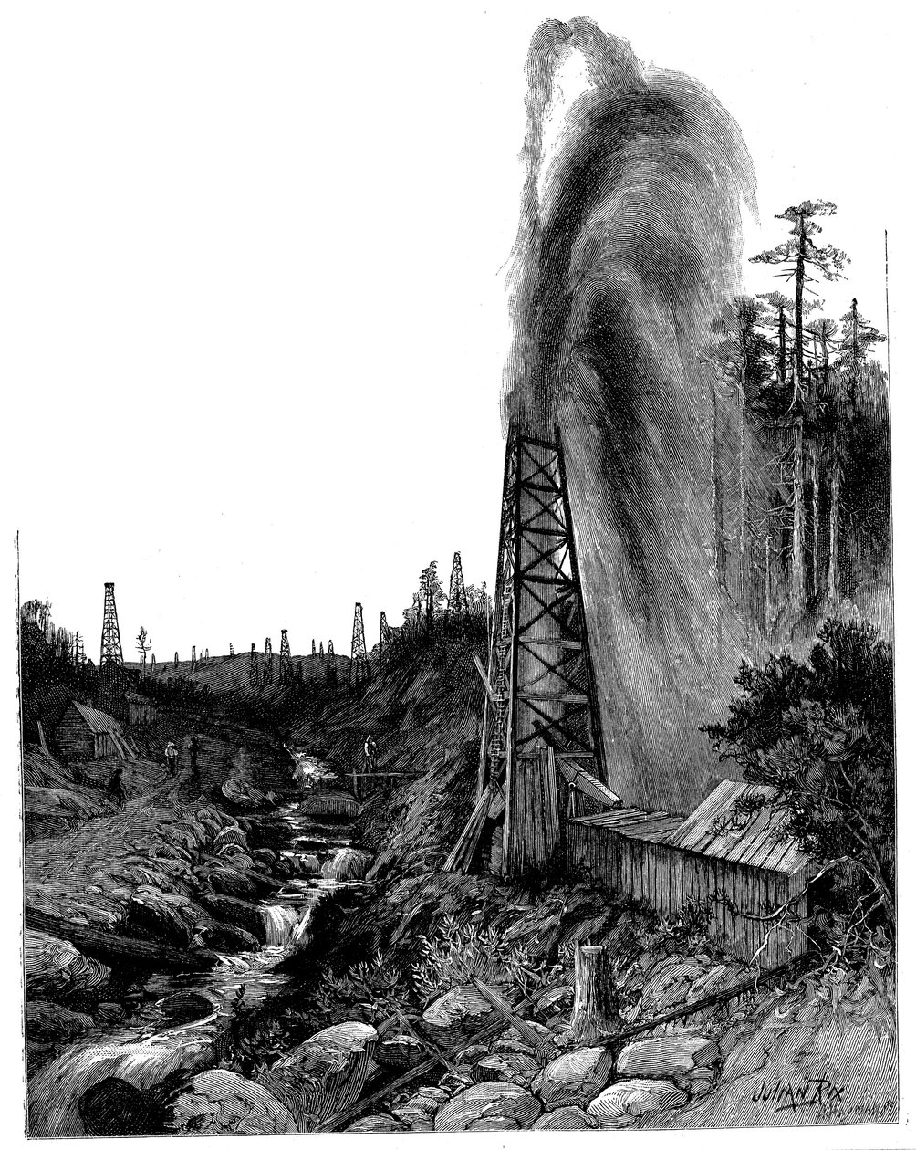 Strumień na polach naftowych Pensylwanii, USA, 1886 r. autorstwa Unbekannt