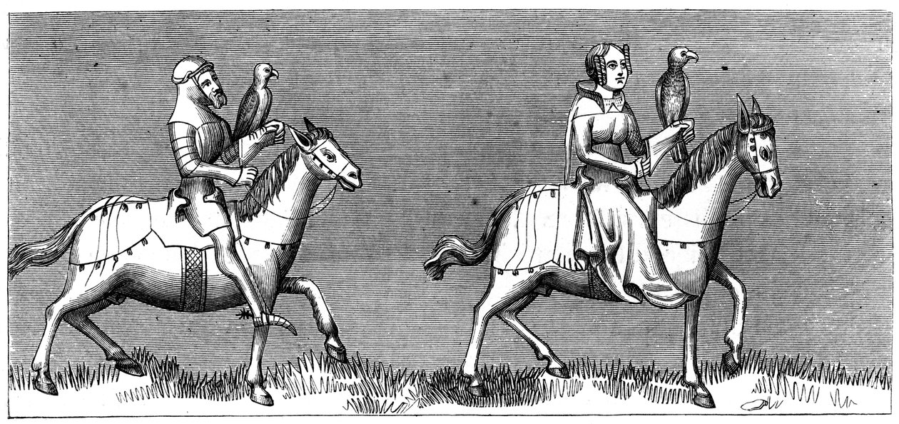 Pani wyruszająca na sokolnictwo, XIV wiek 1849 autorstwa Unbekannt