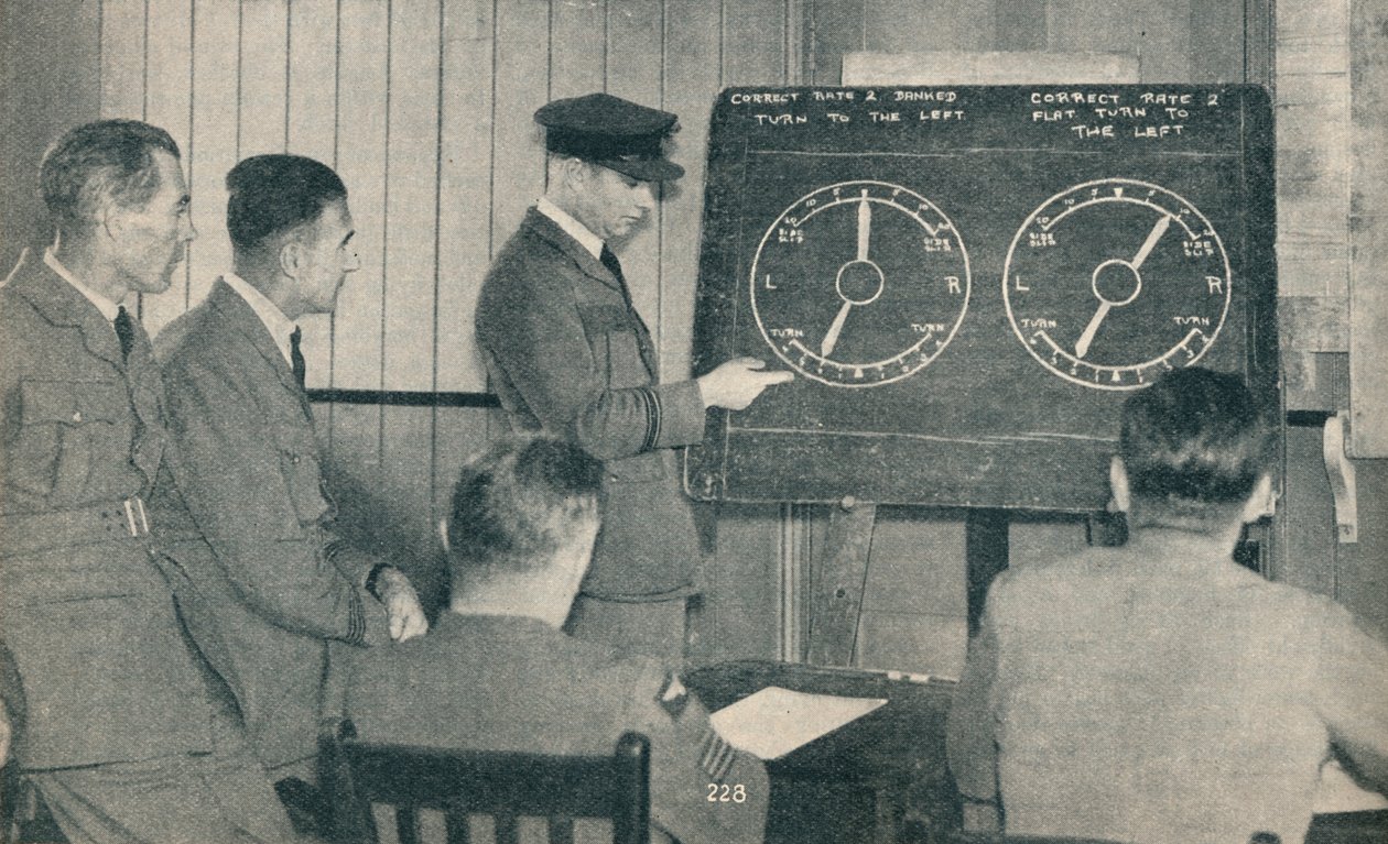 Wykład na temat latania na instrumentach w Centralnej Szkole Latania w Upavon, Wiltshire, c1936 c1937 autorstwa Unbekannt