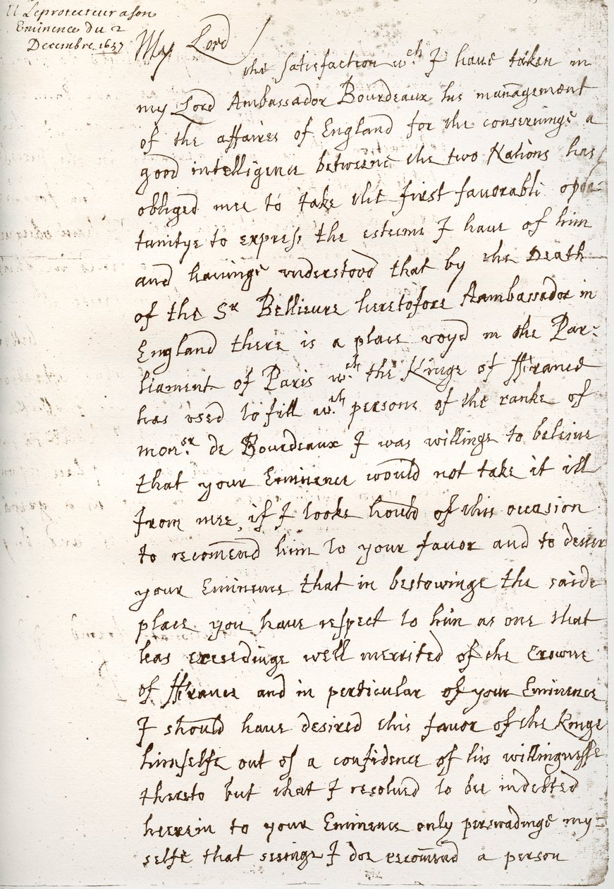 List Olivera Cromwella do kardynała Mazarina, 4 grudnia 1657, 1899 autorstwa Unbekannt