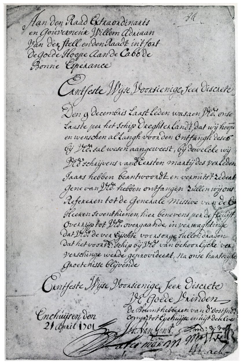 List Holenderskiej Kompanii Wschodnioindyjskiej do Willema Adriaana van der Stela, XVIII wiek 1931 autorstwa Unbekannt