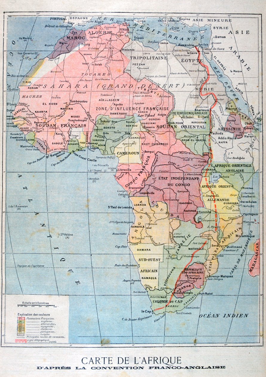 Mapa Afryki po konwencji angielsko-francuskiej z 1899 r. autorstwa Unbekannt