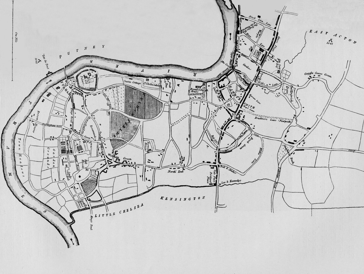 Mapa Fulham w latach 1813-1911 autorstwa Unbekannt