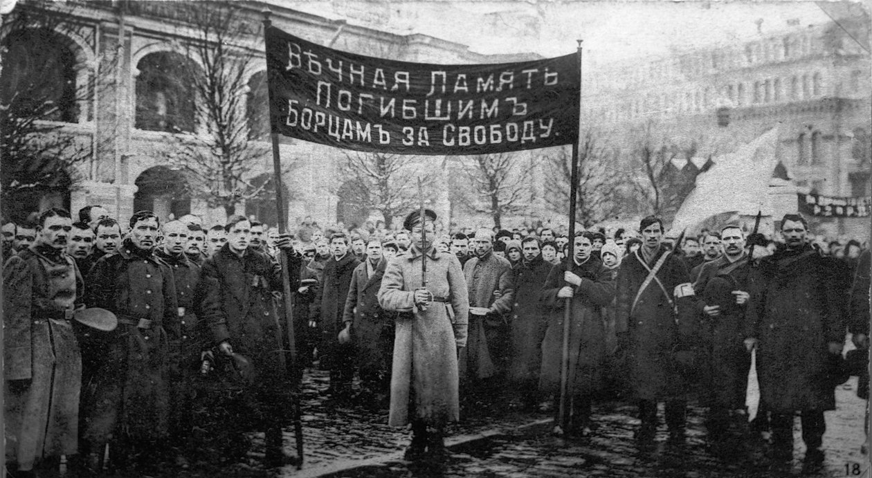 Ceremonia żałobna po ofiarach rewolucji lutowej, Rosja, 1917. autorstwa Unbekannt