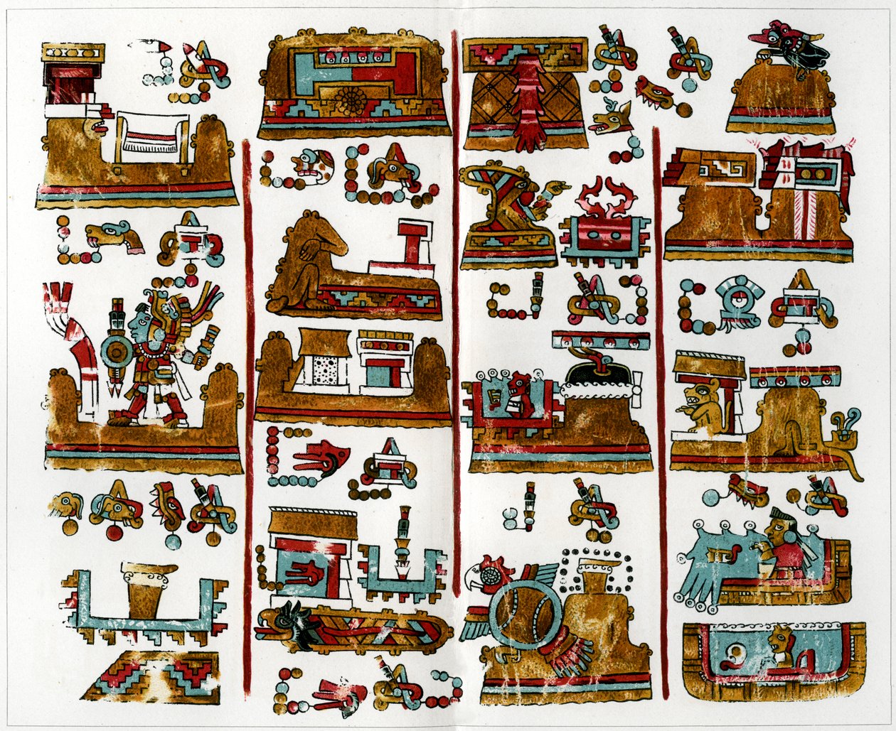 Strona z rękopisu wiedeńskiego pochodzenia Zapoteckiego, 1901 autorstwa Unbekannt