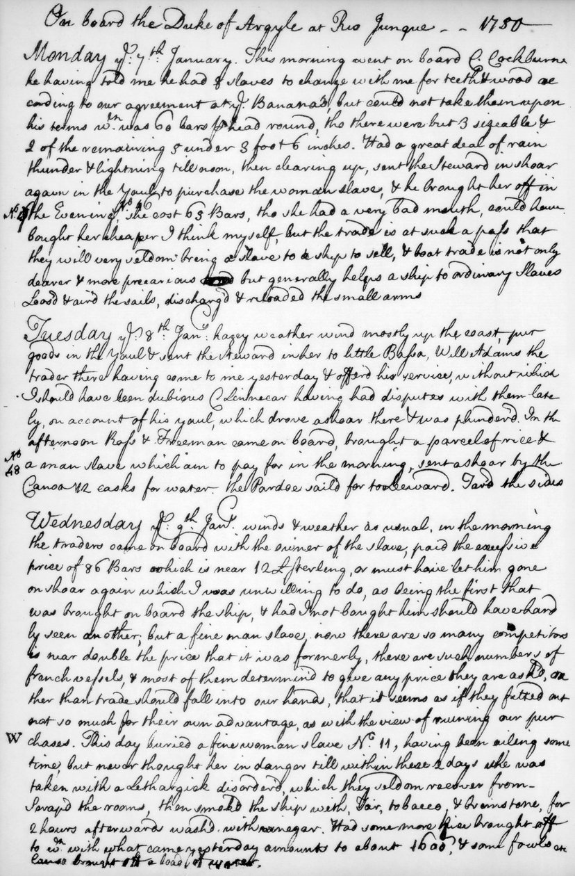 Strona z dziennika Johna Newtona, 1750-1754 1965 autorstwa Unbekannt