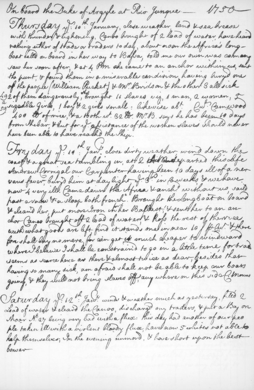 Strona z dziennika Johna Newtona, 1750-1754 1965 autorstwa Unbekannt