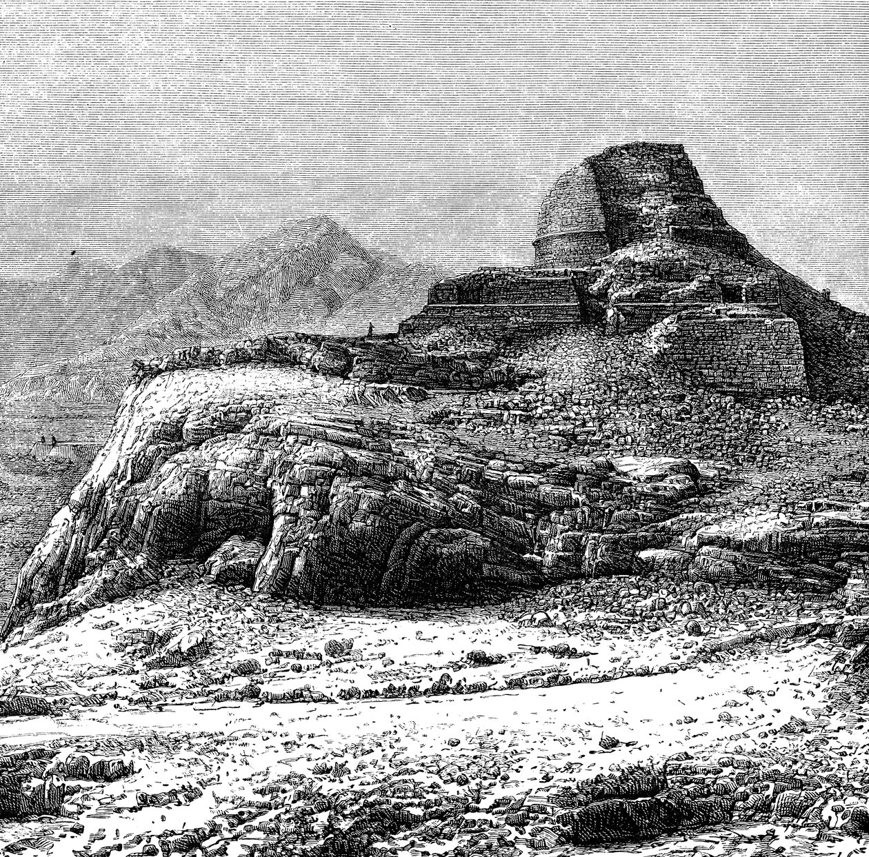 Zrujnowana stupa górna w przełęczy Chajber, Pakistan, Afganistan, 1895 r. autorstwa Unbekannt