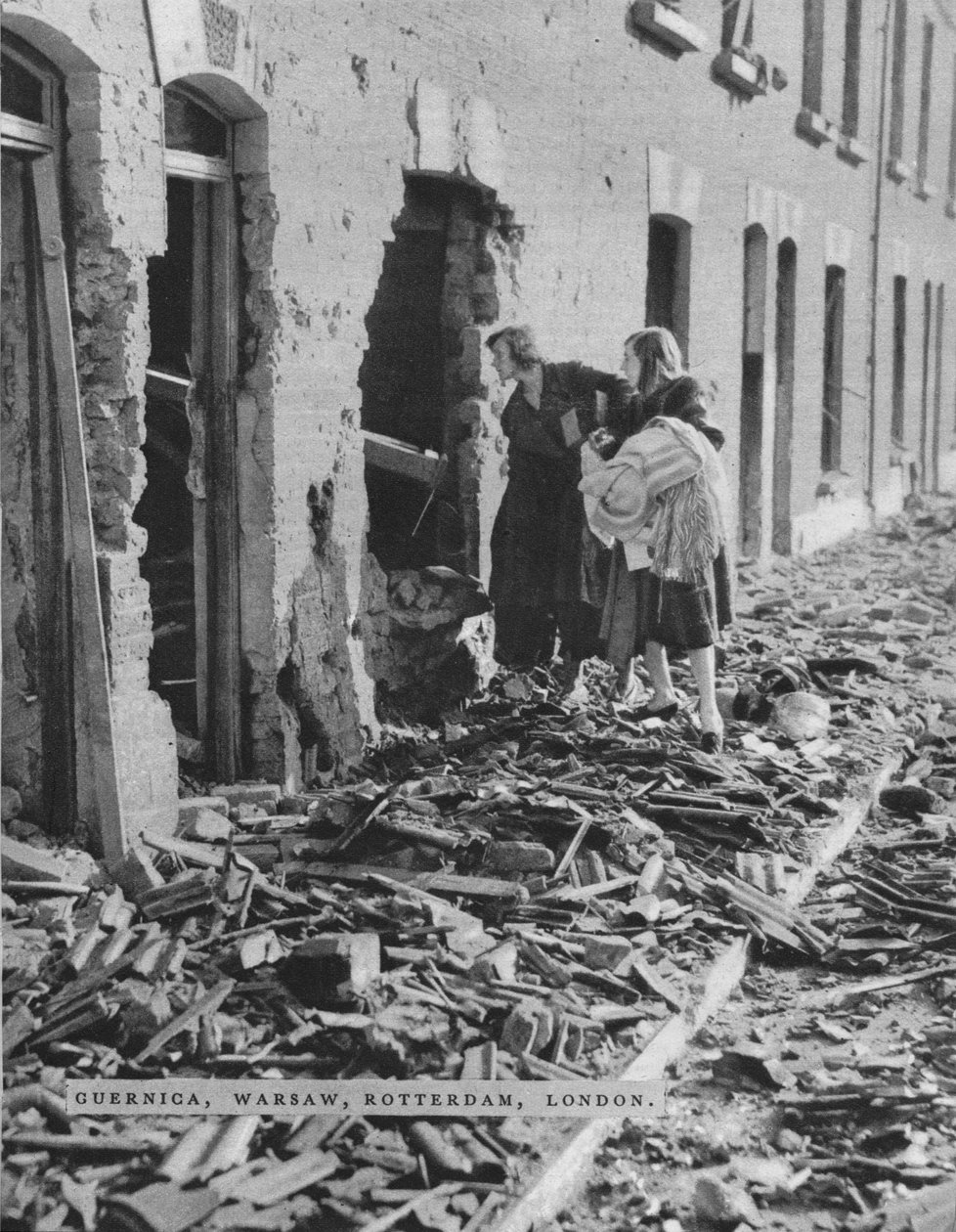 Scena podczas nalotu w Londynie, ok. 1940 r. 1942 autorstwa Unbekannt