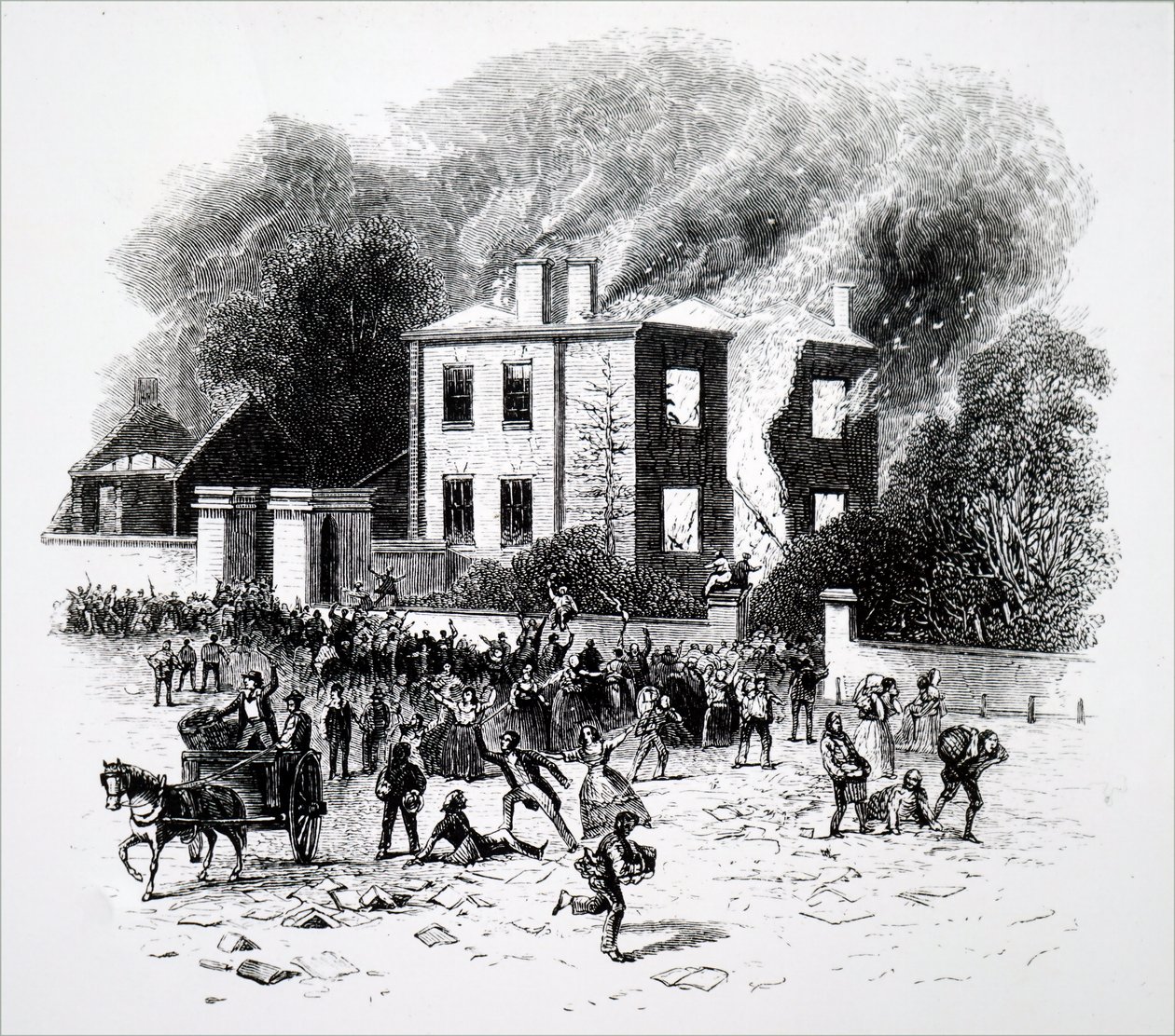 Scena z zamieszek w Birmingham w 1791 roku. autorstwa Unbekannt