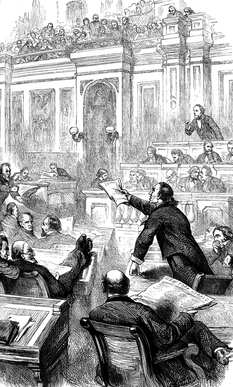 Scena w Izbie Reprezentantów USA, Waszyngton DC, USA, ok. 1860 r. ok. 1880 r. autorstwa Unbekannt