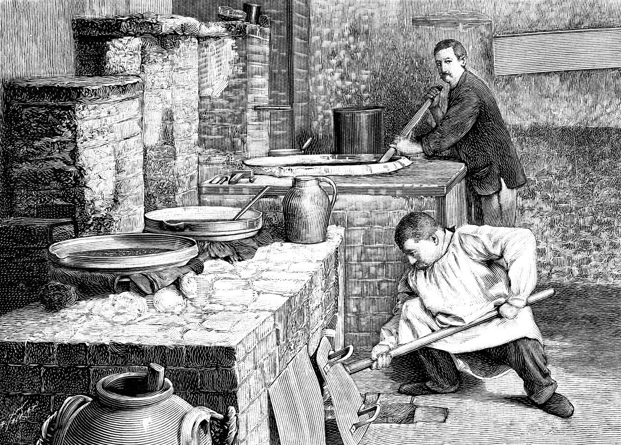 Etap oddzielania radu od blendy smolistej za pomocą węglanu sodu, c1900 autorstwa Unbekannt
