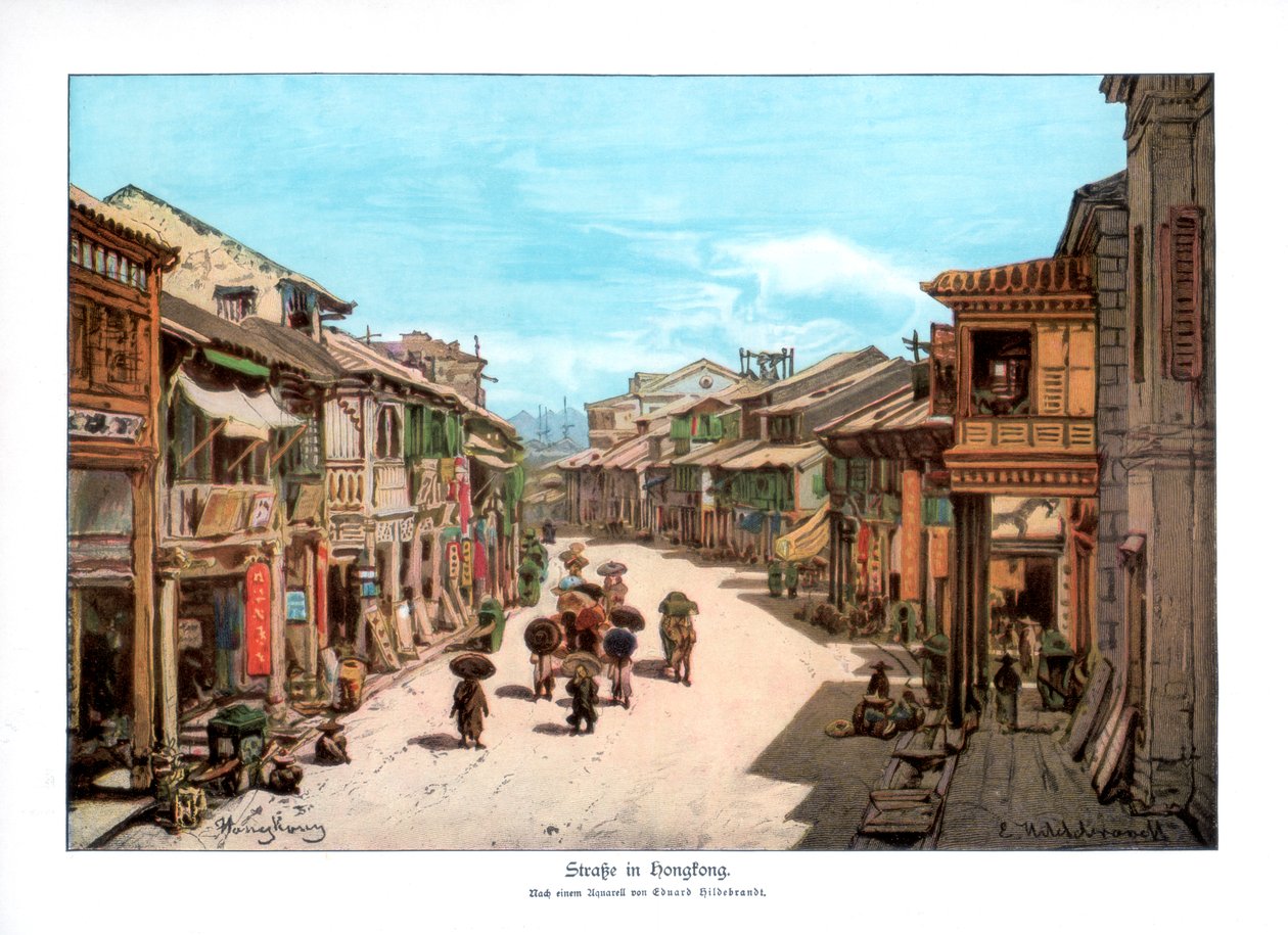 Ulica w Hongkongu, 1900 autorstwa Unbekannt