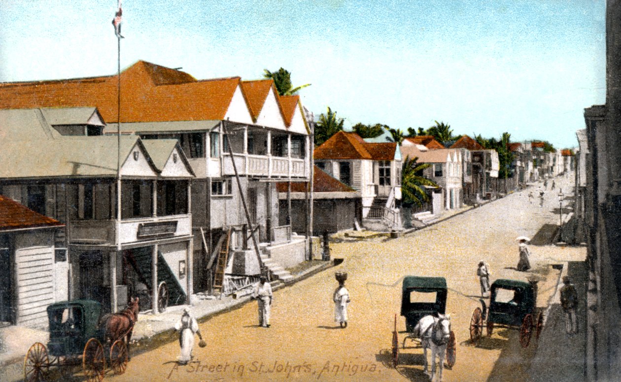 Ulica w St.Johns, Antigua, ok. 1900 autorstwa Unbekannt