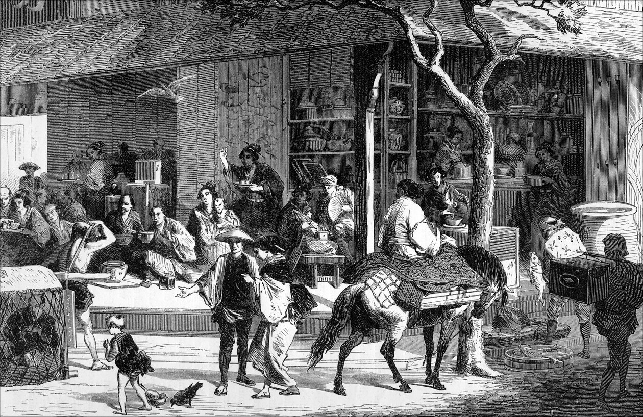 Targ herbaty w Japonii, ok. 1880 r. autorstwa Unbekannt