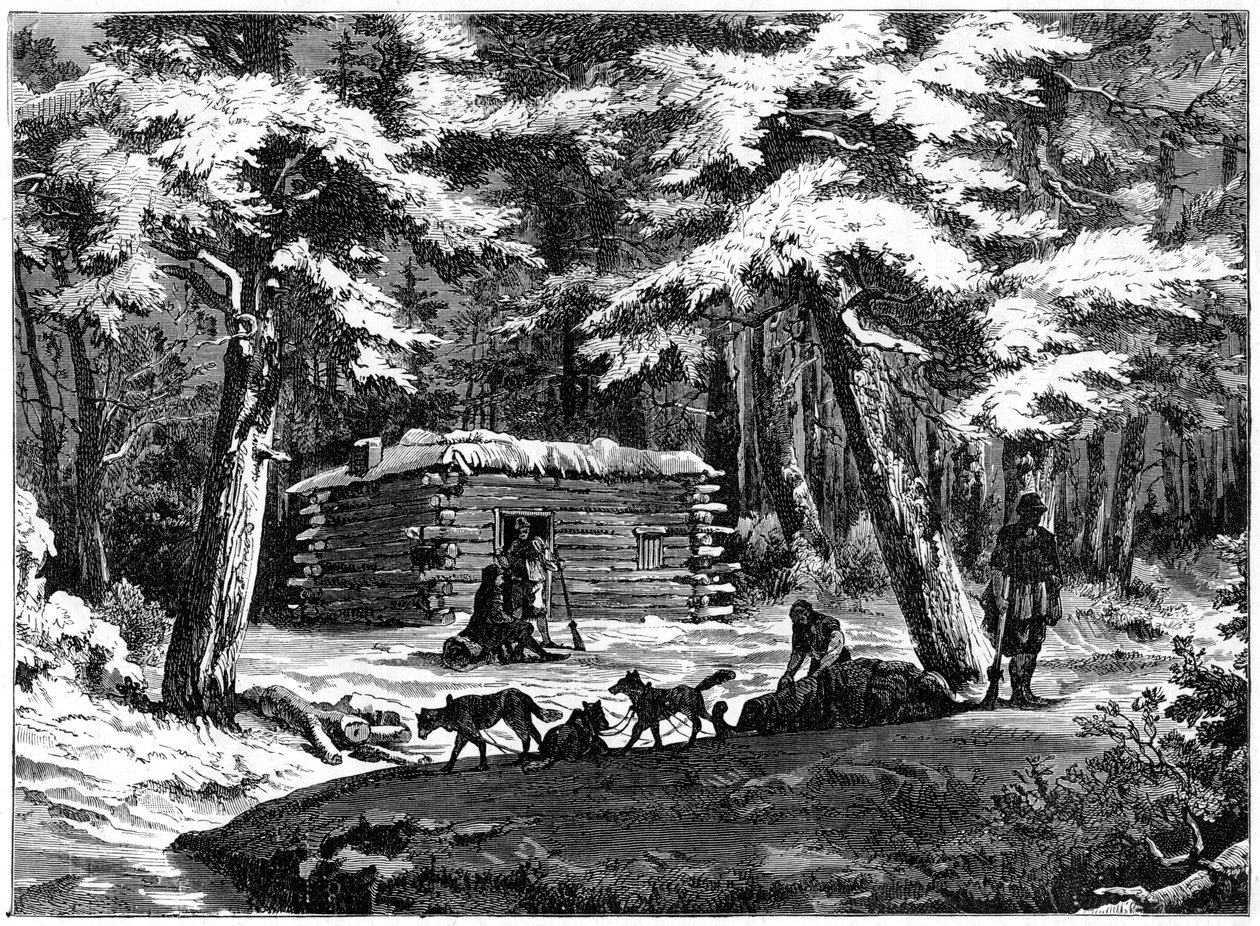 Zimowa chata w kraju Saskatchewan, Kanada, 1877 r. autorstwa Unbekannt