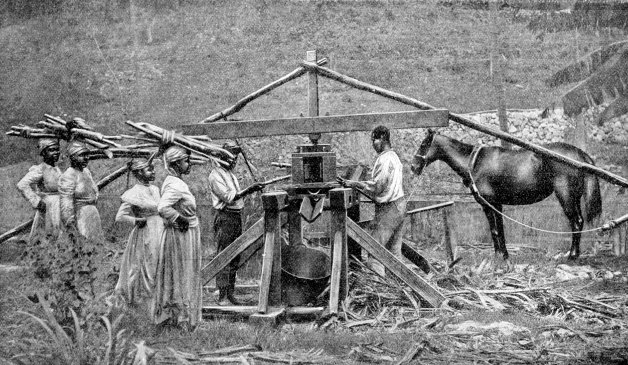 Drewniany, napędzany przez konie młyn do kruszenia trzciny cukrowej, Indie Zachodnie, 1922 autorstwa Unbekannt