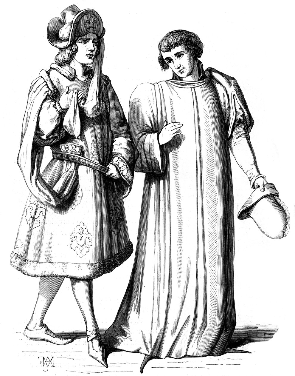 Młody szlachcic i burżuazja, XIV w. 1849 autorstwa Unbekannt