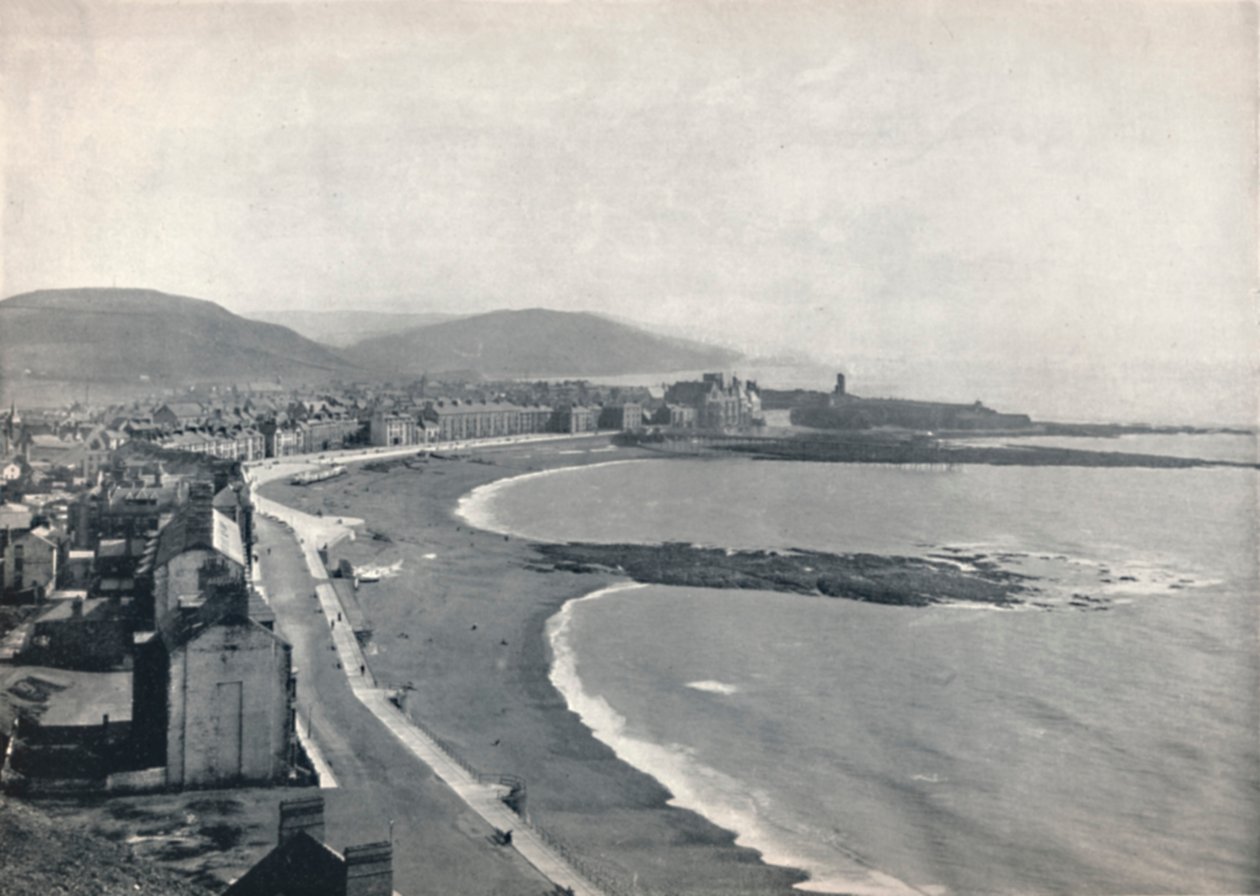 Aberystwyth - Widok na zatokę, ukazujący zamek i kolegium uniwersyteckie, 1895 autorstwa Unbekannt