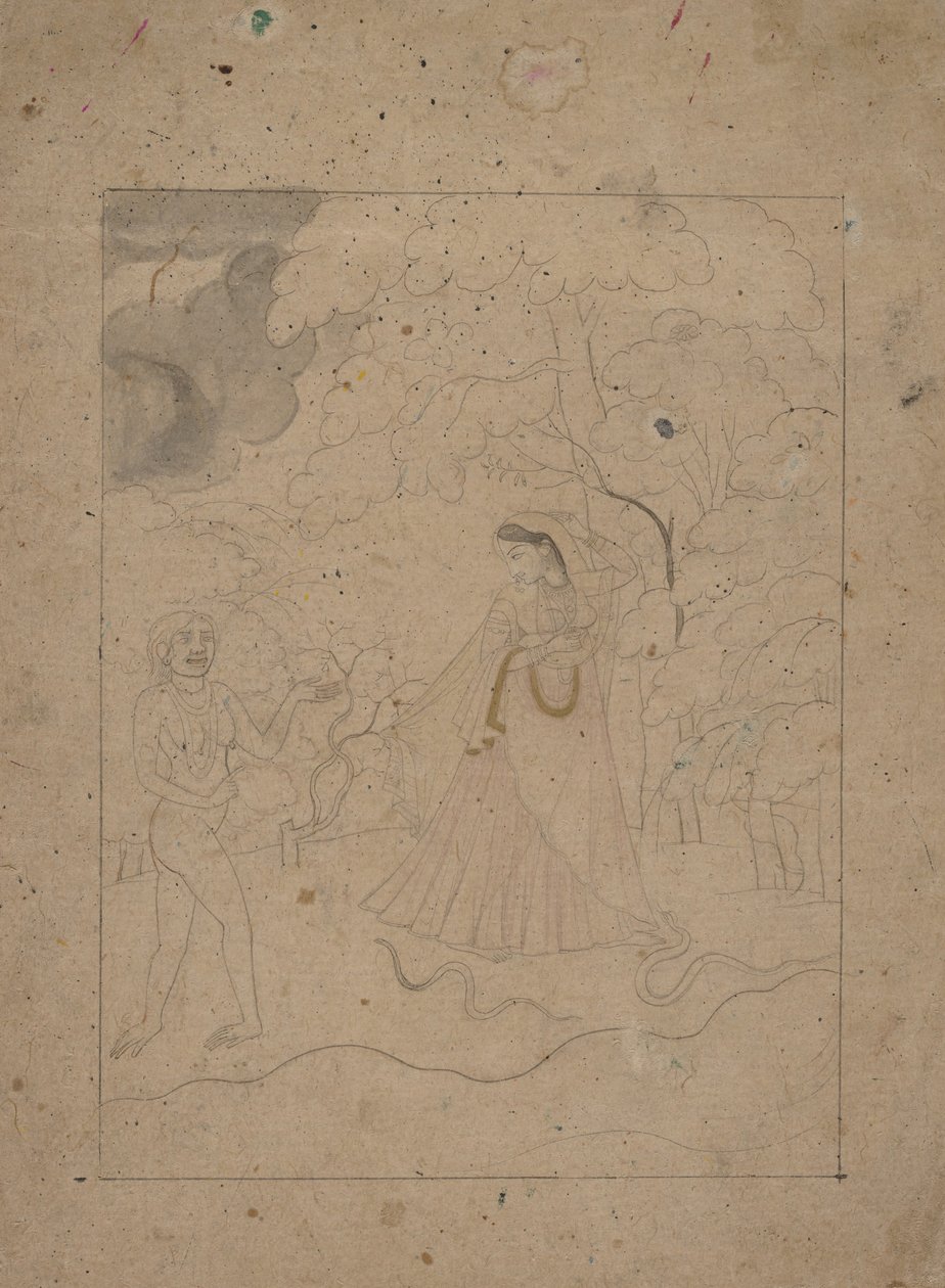Abhisarika Nayika Heroine Braving the Night, K. 1800. autorstwa Unbekannt