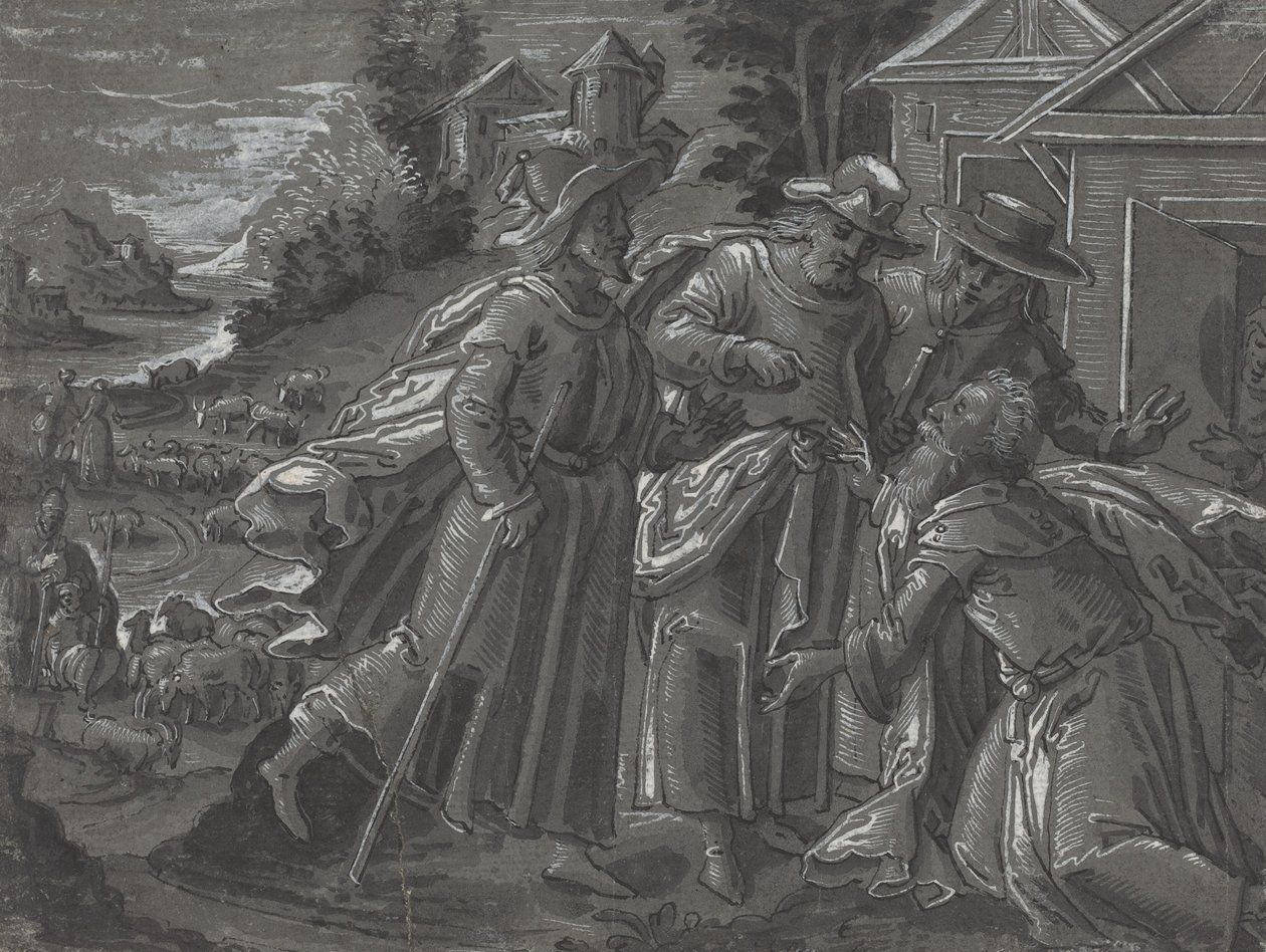 Abraham zabawiający aniołów [verso], c. 1600. autorstwa Unbekannt
