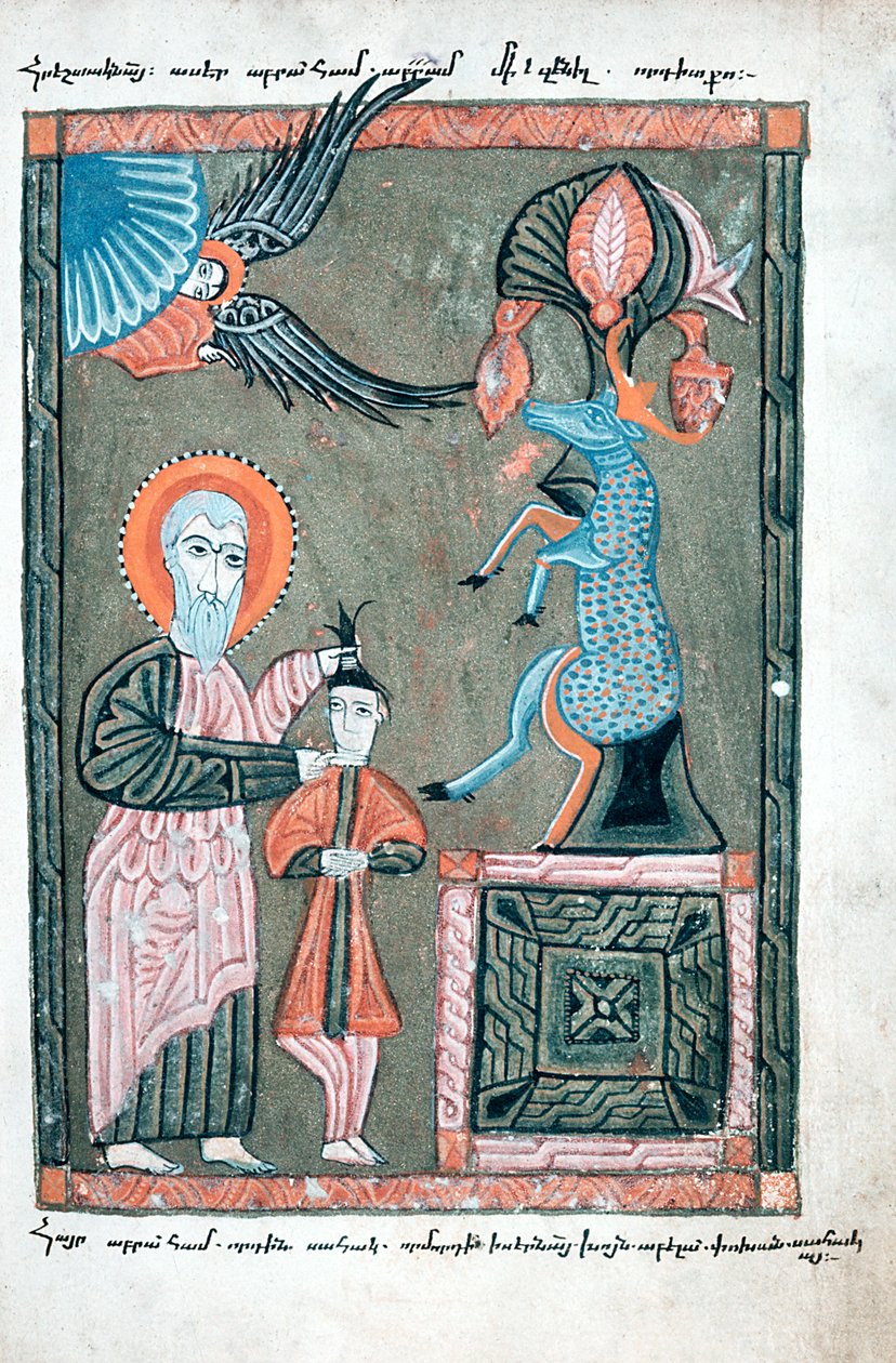 Abraham przygotowujący się do złożenia ofiary Izaaka, 1587 autorstwa Unbekannt