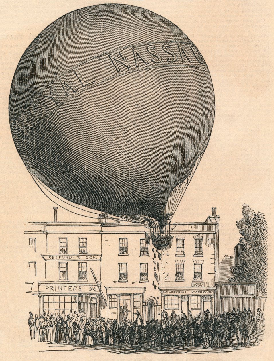 Wypadek balonu Nassau na drodze londyńskiej, środa 1849 r. autorstwa Unbekannt