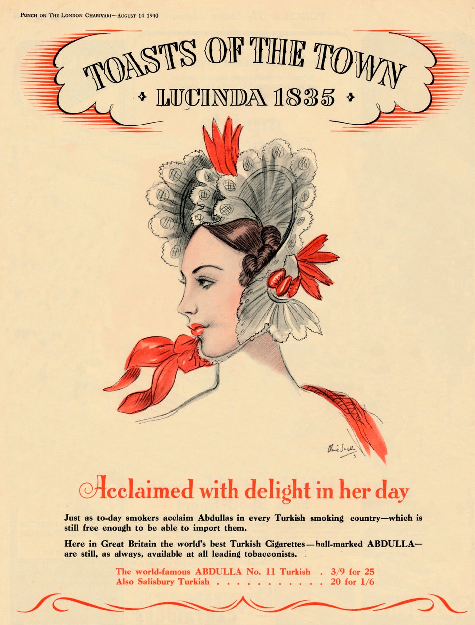 Okrzyknięty z zachwytem w jej czasach Toasty Miasta - Lucinda 1835, 1940 autorstwa Unbekannt