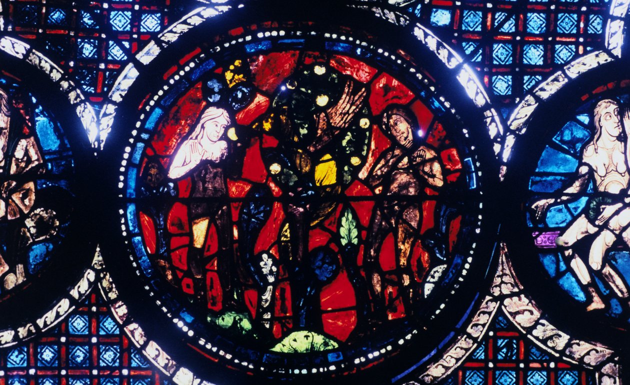 Adam i Ewa Upadek człowieka, witraż, katedra w Chartres, Francja, 1194-1260 autorstwa Unbekannt