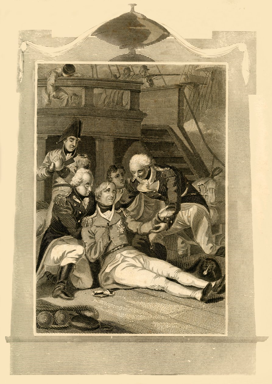 Admirał Lord Nelson śmiertelnie ranny podczas zwycięstwa w bitwie pod Trafalgarem, 1805, 1816. autorstwa Unbekannt
