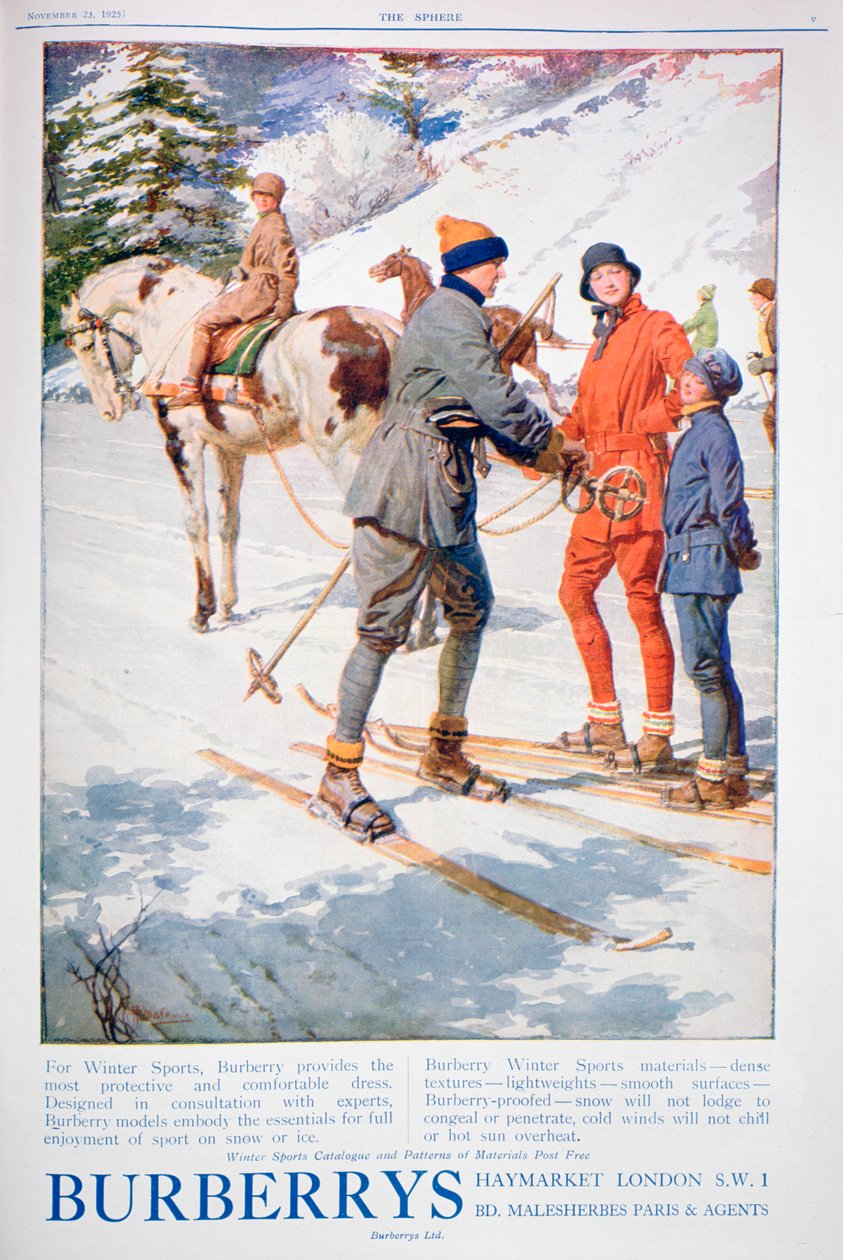 Reklama zimowej sukienki sportowej Burberry, 1925 autorstwa Unbekannt