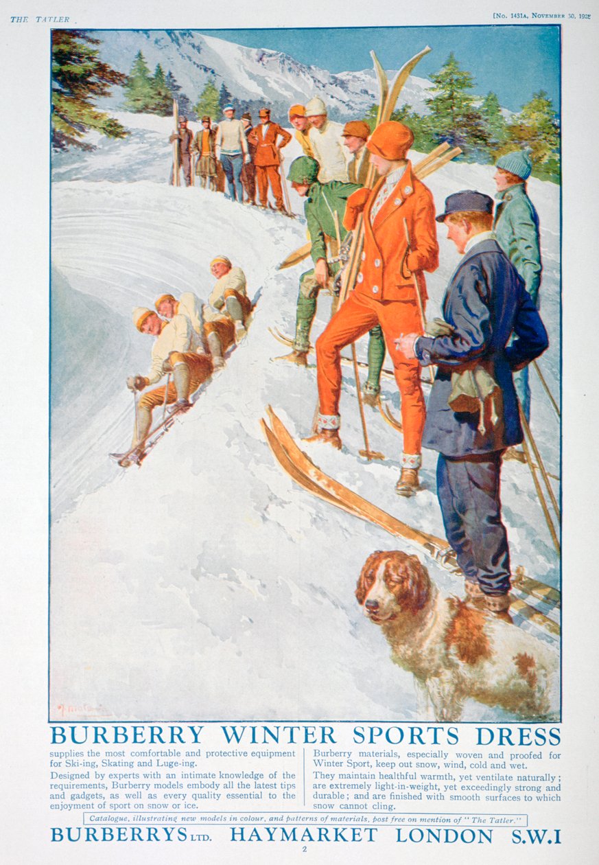Reklama zimowej sukienki sportowej Burberry, 1928 autorstwa Unbekannt