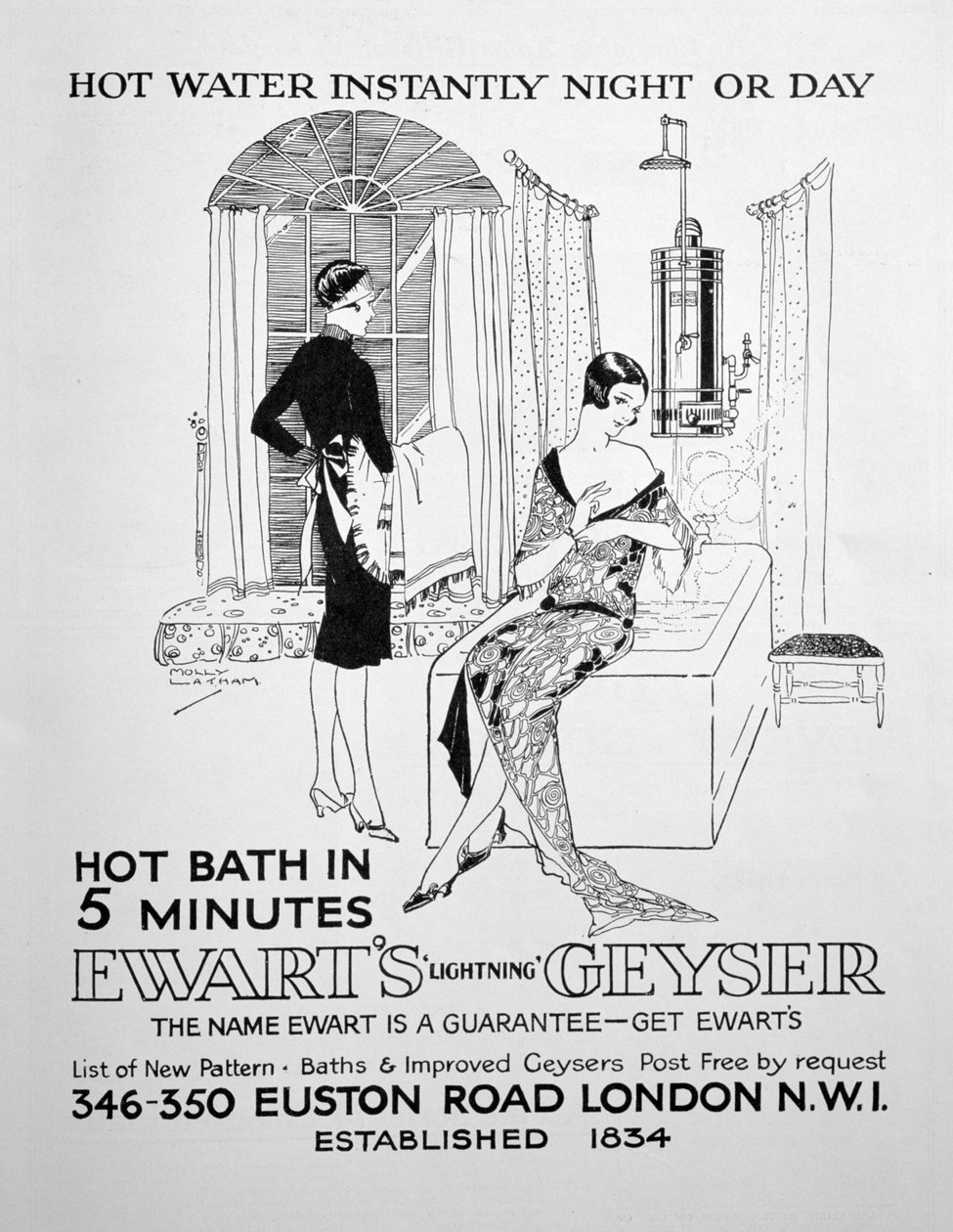 Ogłoszenie gejzeru Ewarts na gorącą wodę, 1928 autorstwa Unbekannt