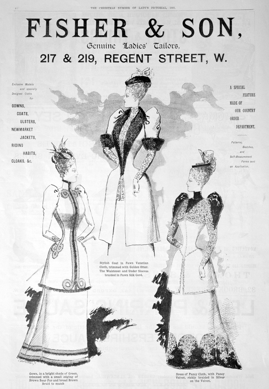 Reklama Fisher and Son, moda damska, 1891 autorstwa Unbekannt