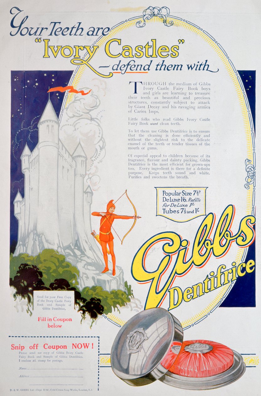Reklama Gibbs Solid Dentifice, 1922 autorstwa Unbekannt