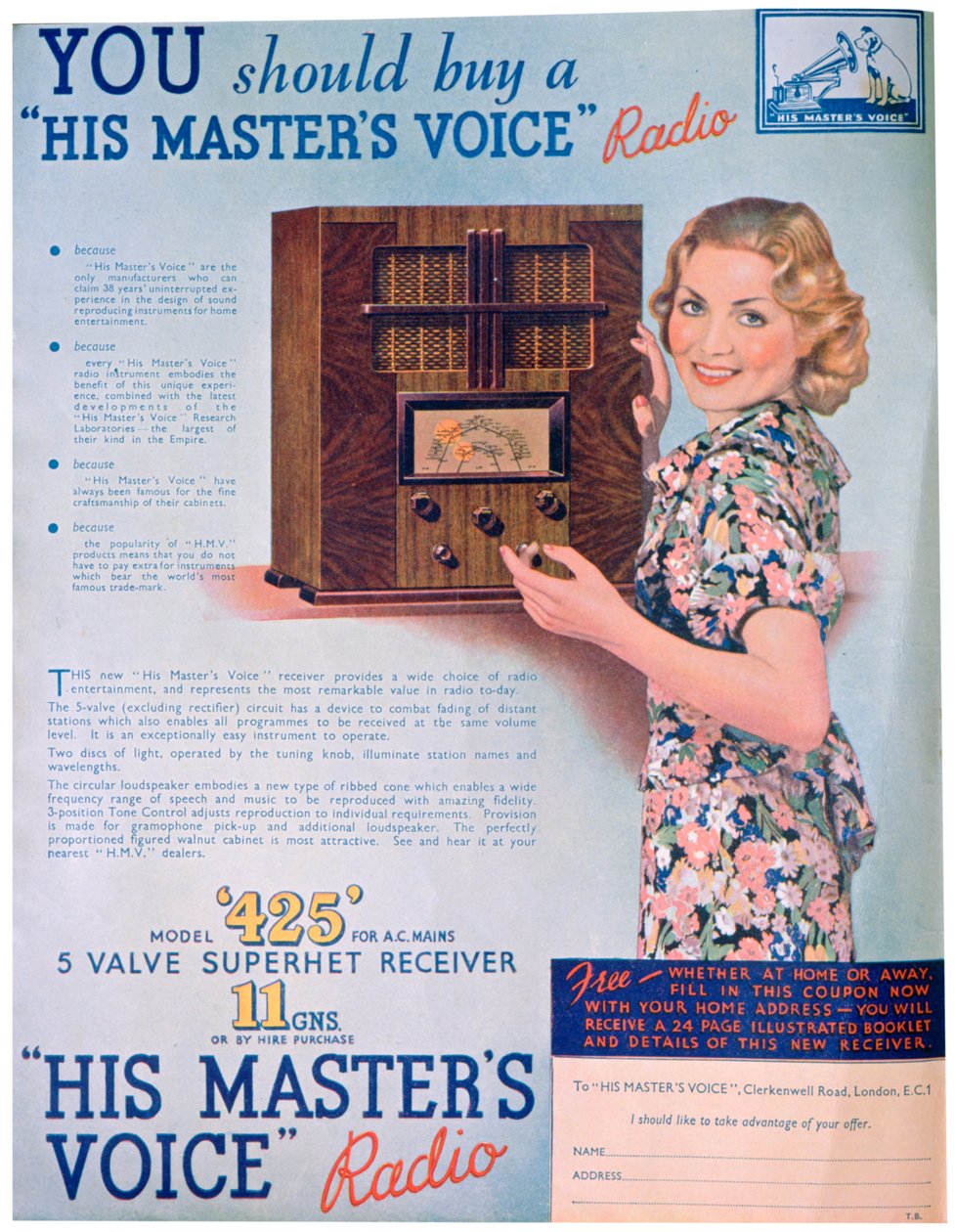 Reklama radia His Masters Voice, 1936 autorstwa Unbekannt