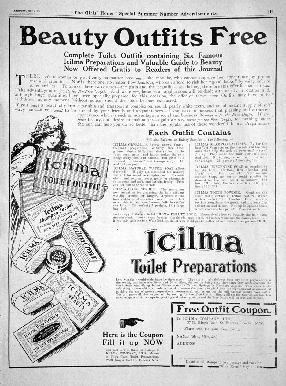 Ogłoszenie o preparatach toaletowych Icilma, 1913 autorstwa Unbekannt