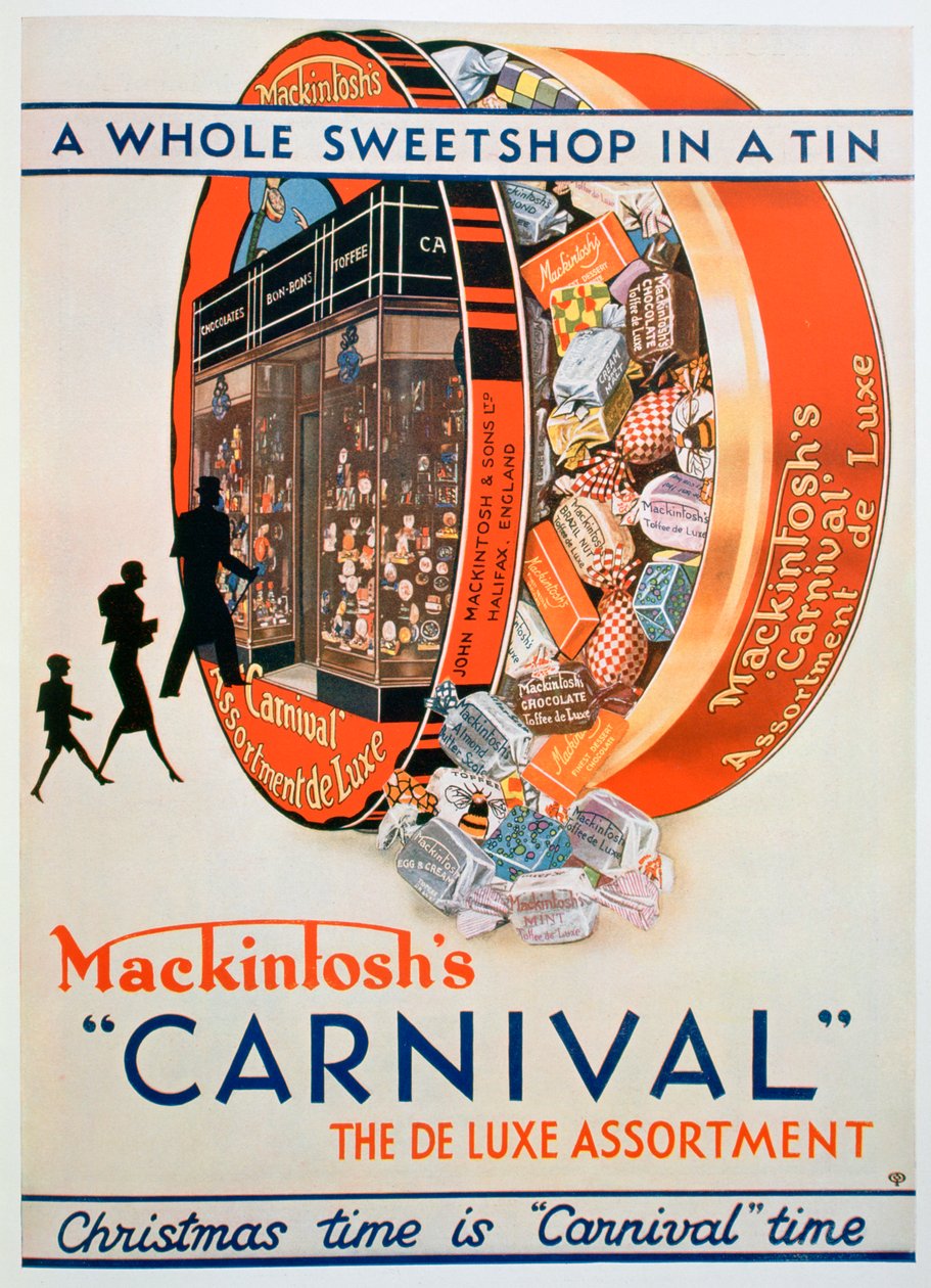 Reklama asortymentu toffi z firmy Mackintoshs Carnival, 1930 autorstwa Unbekannt