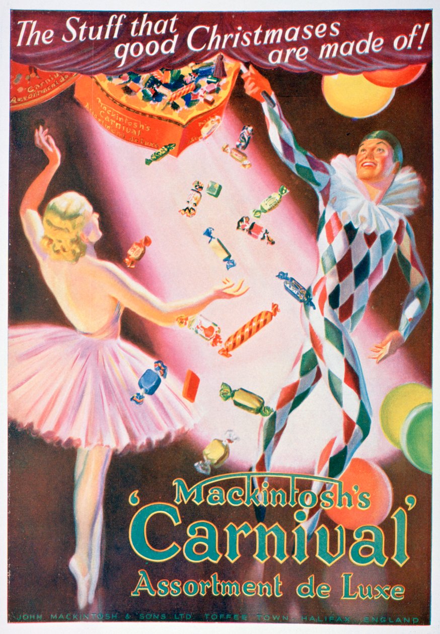 Reklama asortymentu toffi z firmy Mackintoshs Carnival, 1935 autorstwa Unbekannt