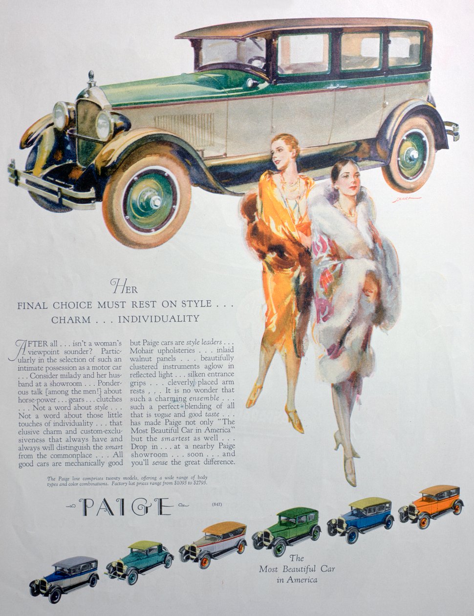 Reklama samochodów Paige, 1927 autorstwa Unbekannt